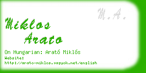 miklos arato business card